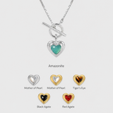  Heart Gravity Toggle Necklace with Natural Stone - friendship necklace gift from Bestie Keepsake