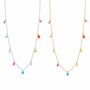  Rainbow CZ Charm Station Jewelry 18K Gold Plated - friendship necklace gift from Bestie Keepsake