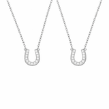  Pavé Horseshoe Pendant Necklace in Sterling Silver - friendship necklace gift from Bestie Keepsake