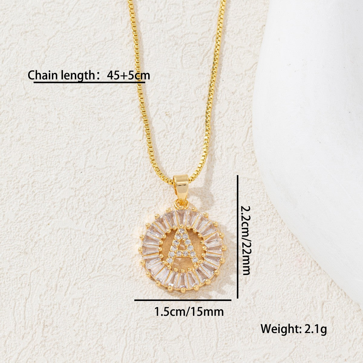  Baguette Zircon Initial Letter Pendant Necklace - friendship necklace gift from Bestie Keepsake