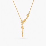  Asymmetrical Star Charm Y-Necklace with Cubic Zirconia - friendship necklace gift from Bestie Keepsake
