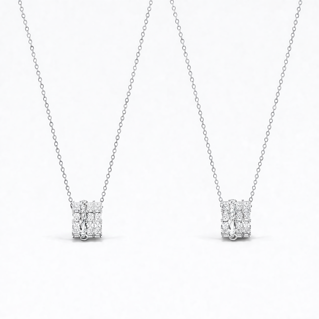 Ornate Cylinder Zirconia Pendant Necklace - friendship necklace gift from Bestie Keepsake