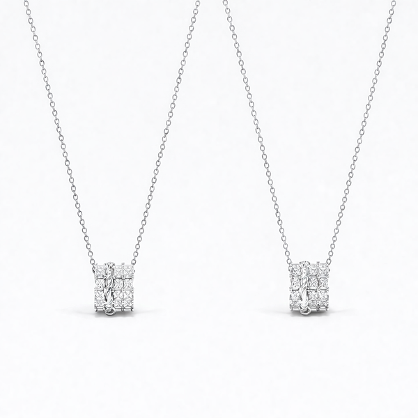  Ornate Cylinder Zirconia Pendant Necklace - friendship necklace gift from Bestie Keepsake