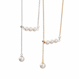  Pearl Drop Y-Necklace in S925 Sterling Silver - friendship necklace gift from Bestie Keepsake