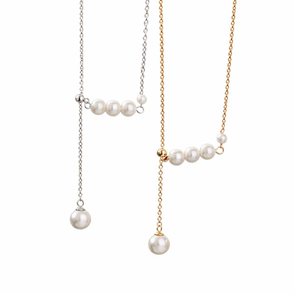  Pearl Drop Y-Necklace in S925 Sterling Silver - friendship necklace gift from Bestie Keepsake