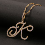  Cursive Pave Initial Pendant Necklace - friendship necklace gift from Bestie Keepsake