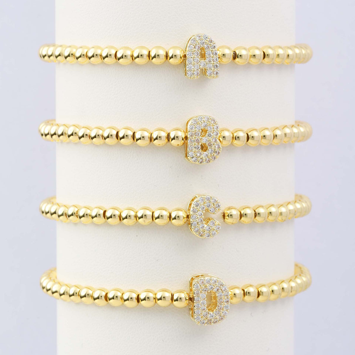  Initial Pavé Bubble Letter Beaded Bracelet - friendship necklace gift from Bestie Keepsake