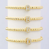  Initial Pavé Bubble Letter Beaded Bracelet - friendship necklace gift from Bestie Keepsake