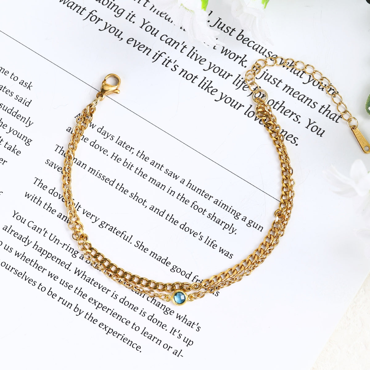  Layered Birthstone Chain Bracelet in Stainless Steel - friendship necklace gift from Bestie Keepsake