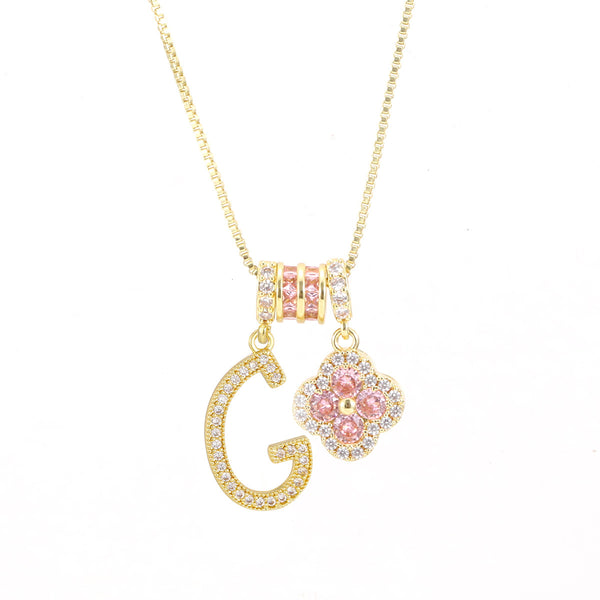  Initial Clover Charm Necklace - friendship necklace gift from Bestie Keepsake