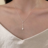  Dainty Water Drop Zirconia Necklace in Sterling Silver - friendship necklace gift from Bestie Keepsake