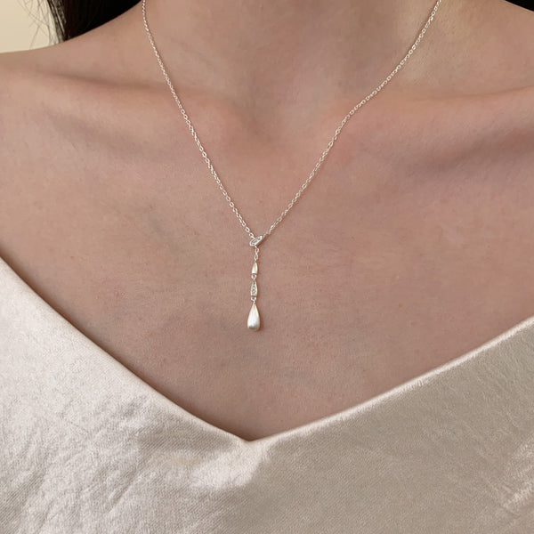  Dainty Water Drop Zirconia Necklace in Sterling Silver - friendship necklace gift from Bestie Keepsake