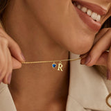  Heart Birthstone and Initial Pendant Necklace - friendship necklace gift from Bestie Keepsake