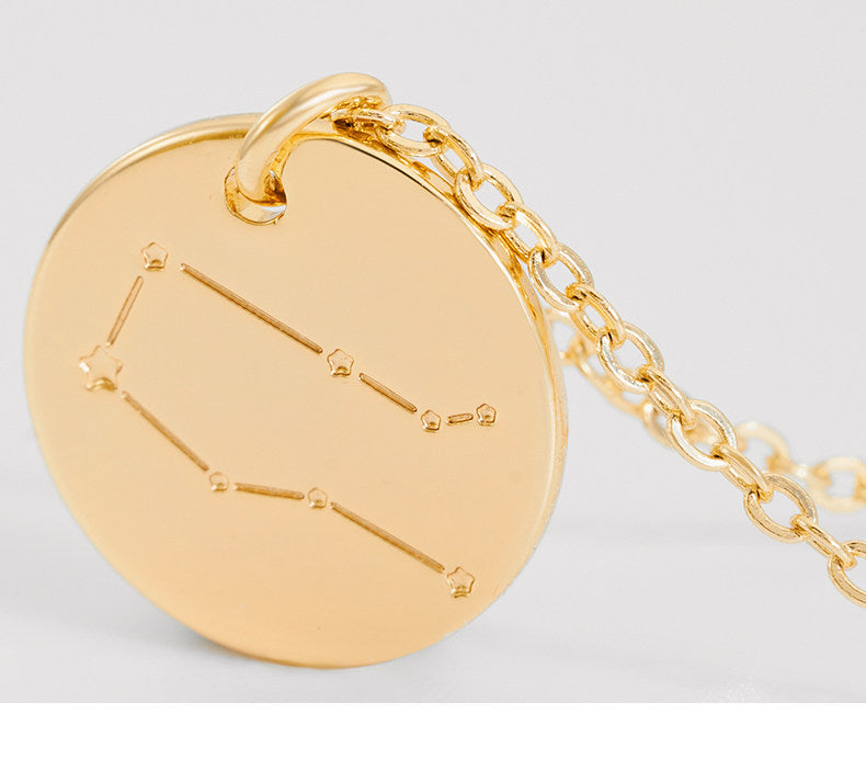  Constellation Coin Pendant Necklace in 14K Gold Plated - friendship necklace gift from Bestie Keepsake
