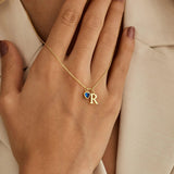  Heart Birthstone and Initial Pendant Necklace - friendship necklace gift from Bestie Keepsake