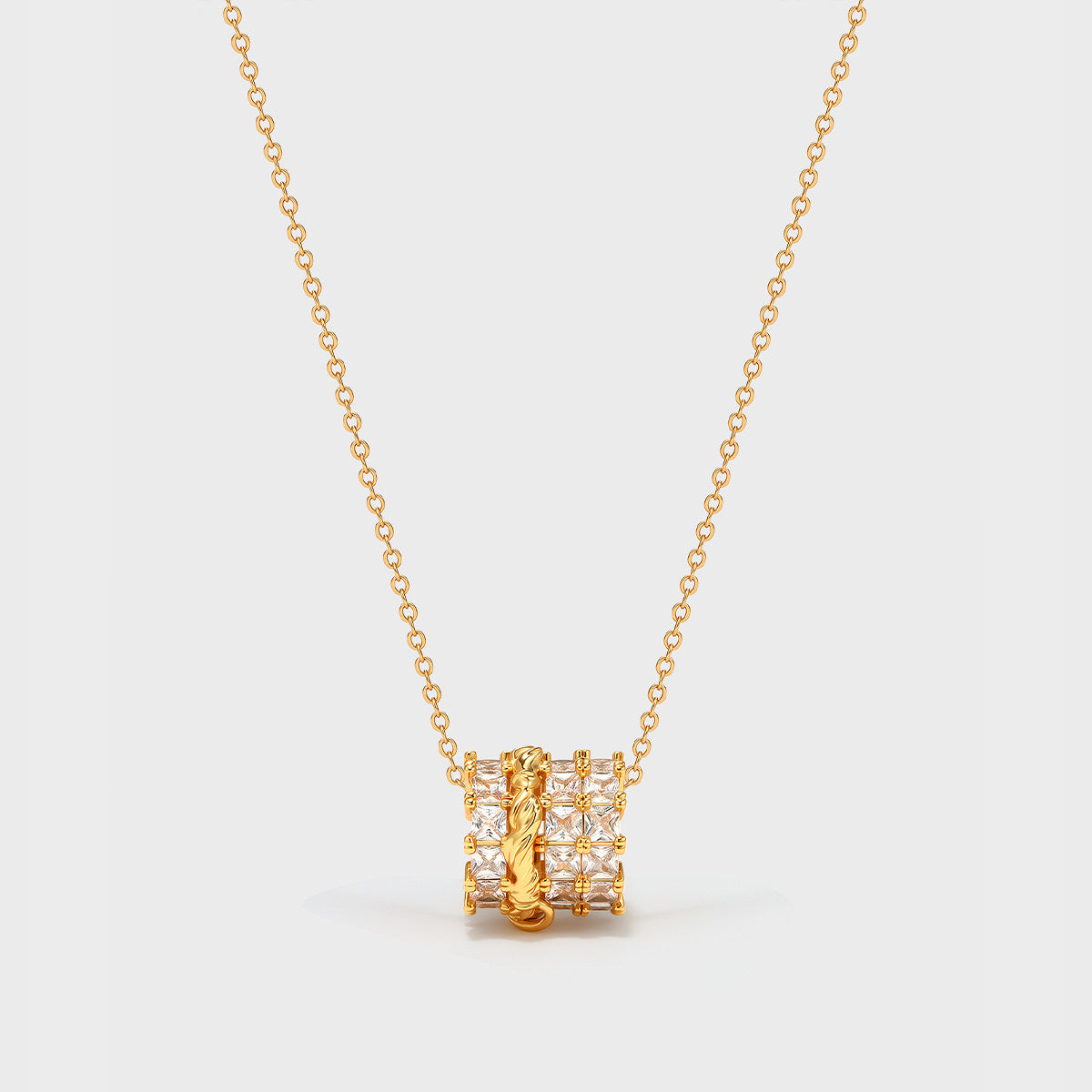  Ornate Cylinder Zirconia Pendant Necklace - friendship necklace gift from Bestie Keepsake