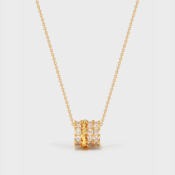  Ornate Cylinder Zirconia Pendant Necklace - friendship necklace gift from Bestie Keepsake