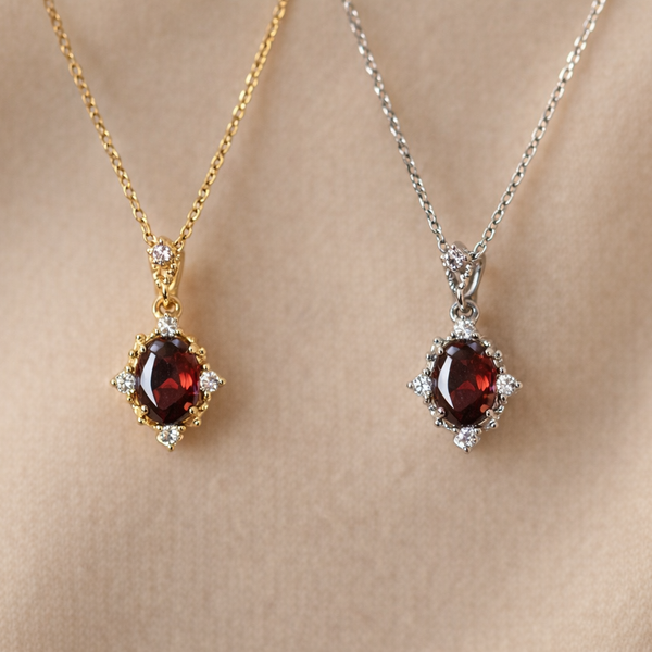  Ornate Crimson Zirconia Pendant S925 Necklace - friendship necklace gift from Bestie Keepsake