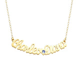  Custom Double Name Heart Birthstone Necklace in Stainless Steel - friendship necklace gift from Bestie Keepsake