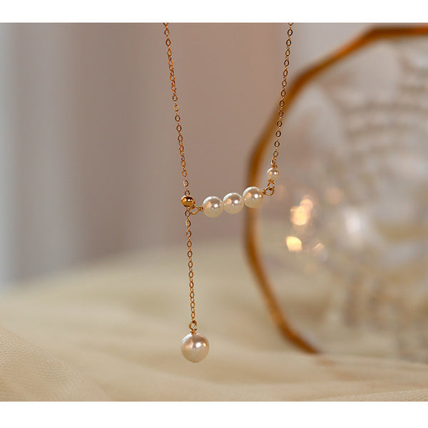  Pearl Drop Y-Necklace in S925 Sterling Silver - friendship necklace gift from Bestie Keepsake