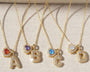  Pave Initial & Heart Birthstone Necklace in 18K Gold Finish - friendship necklace gift from Bestie Keepsake