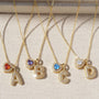  Pave Initial & Heart Birthstone Necklace in 18K Gold Finish - friendship necklace gift from Bestie Keepsake