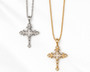  Ornate Iris Cross Pendant Necklace in 925 Sterling Silver - friendship necklace gift from Bestie Keepsake