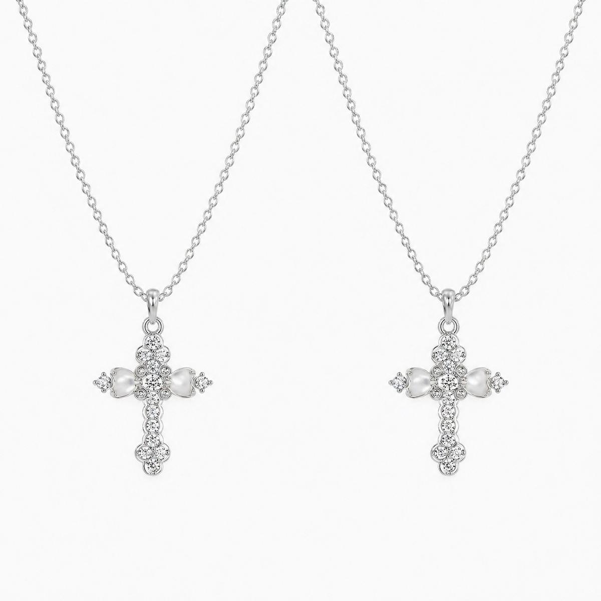  Ornate Petal Cross Pendant Necklace with Mother of Pearl - friendship necklace gift from Bestie Keepsake