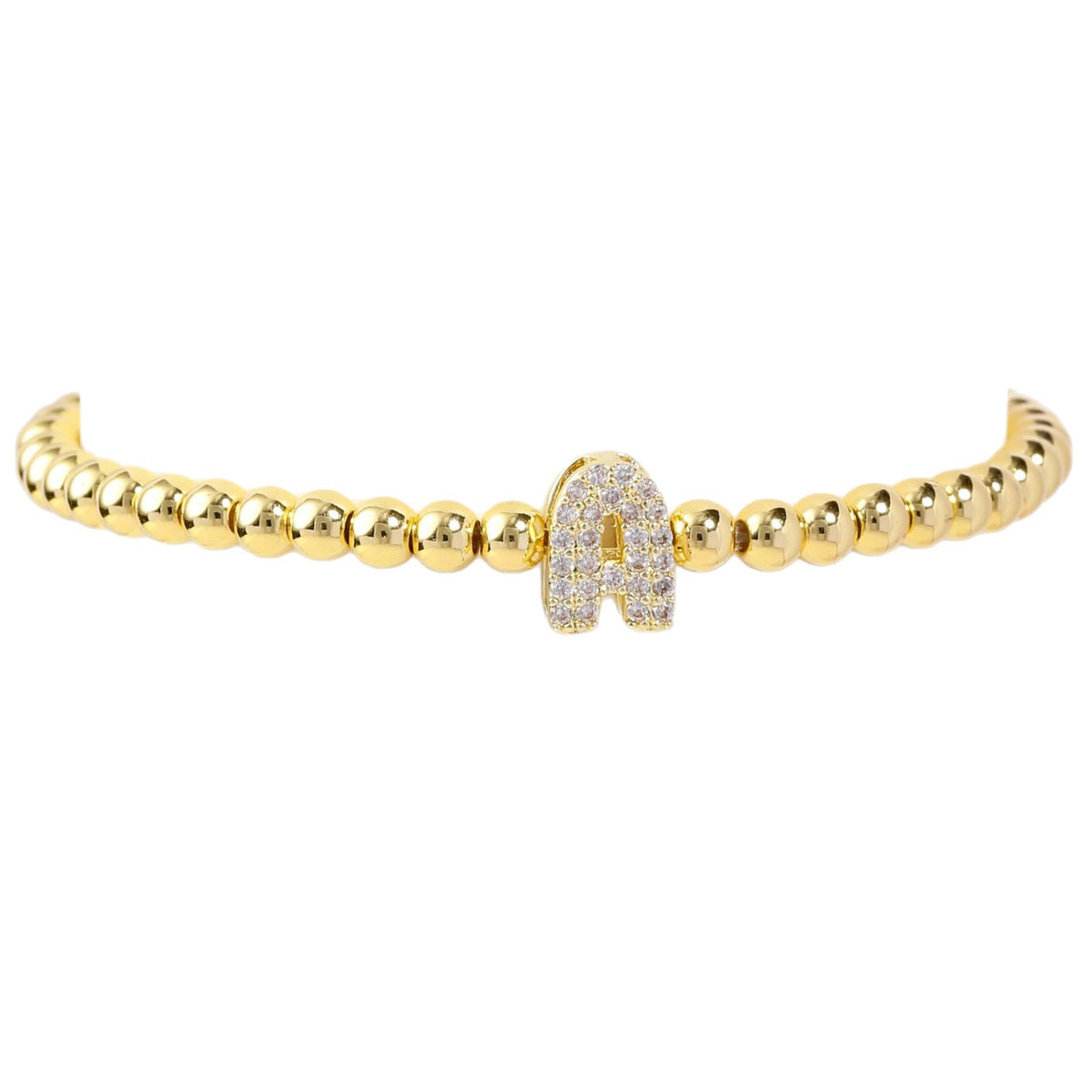  Initial Pavé Bubble Letter Beaded Bracelet - friendship necklace gift from Bestie Keepsake