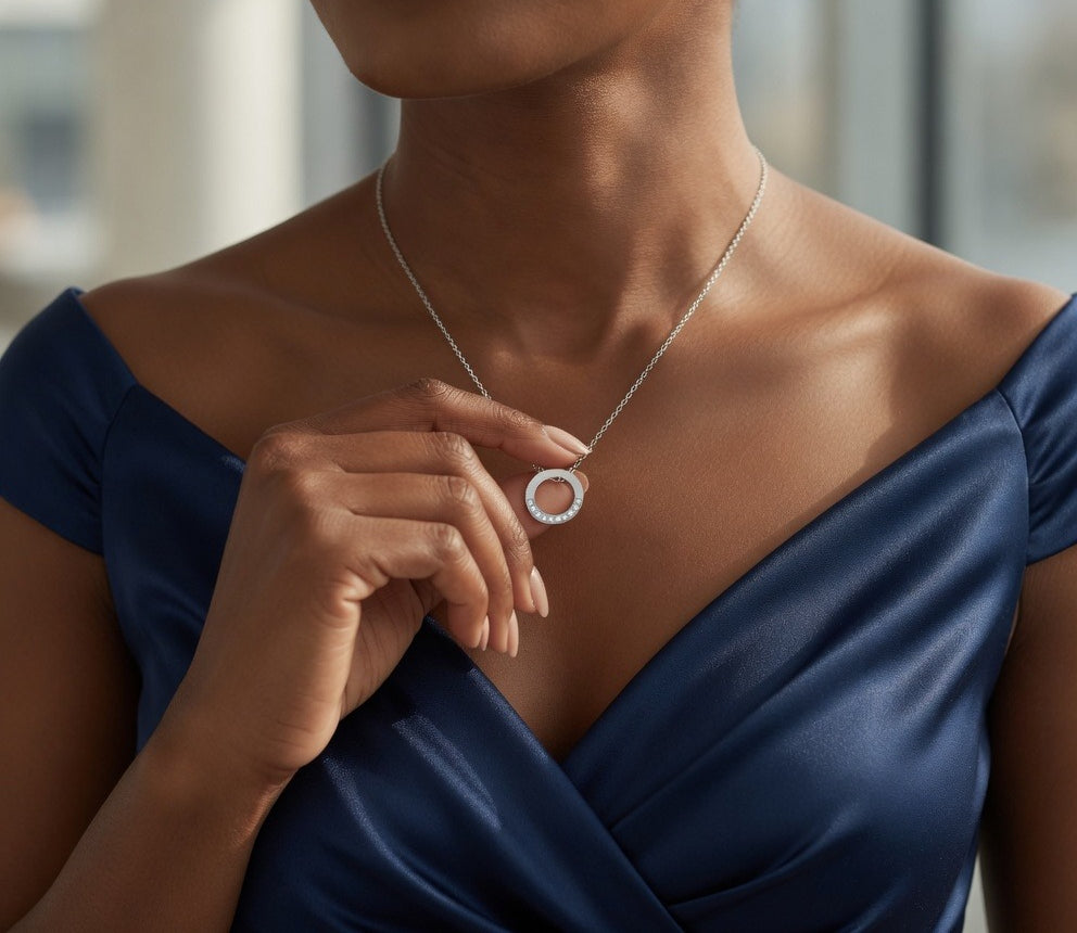  Pavé Open Circle Pendant Necklace in Alloy - friendship necklace gift from Bestie Keepsake
