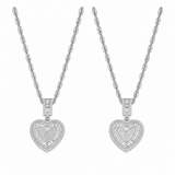  Iced Baguette Heart Pendant Necklace in Copper - friendship necklace gift from Bestie Keepsake