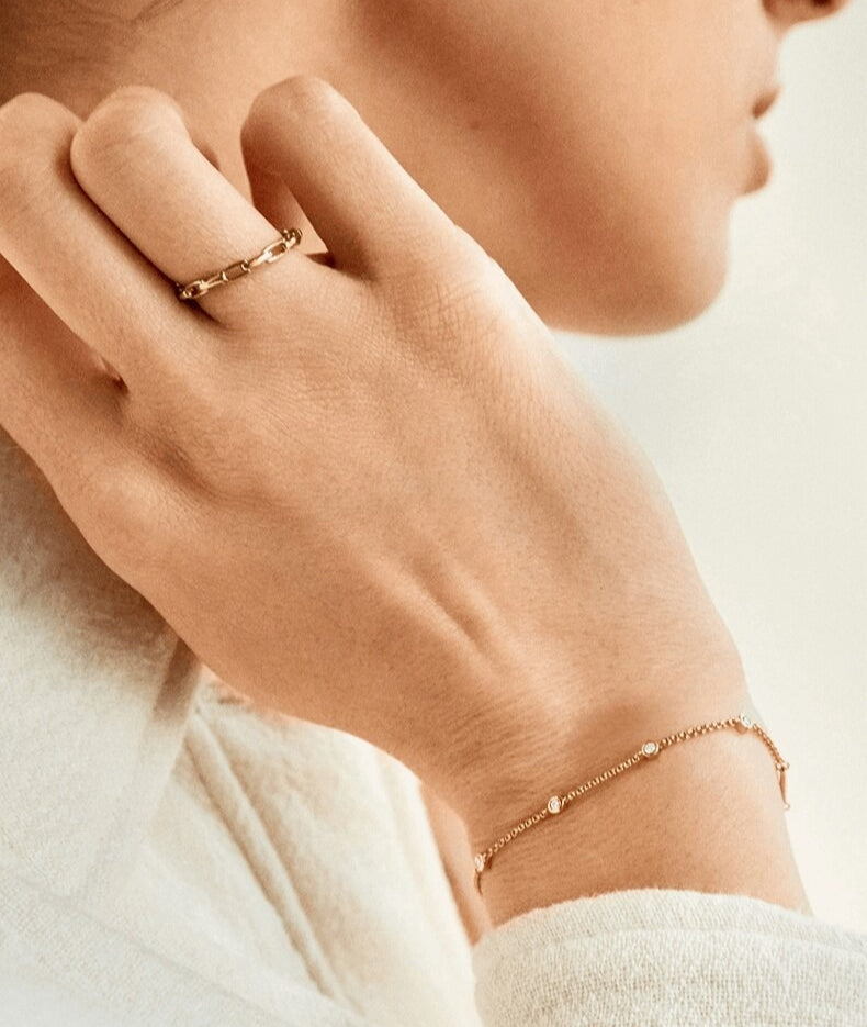  Dainty Birthstone Bezel Bracelet in 18K Gold Plated Sterling Silver - friendship necklace gift from Bestie Keepsake