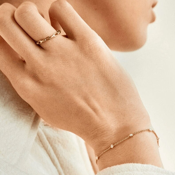  Dainty Birthstone Bezel Bracelet in 18K Gold Plated Sterling Silver - friendship necklace gift from Bestie Keepsake