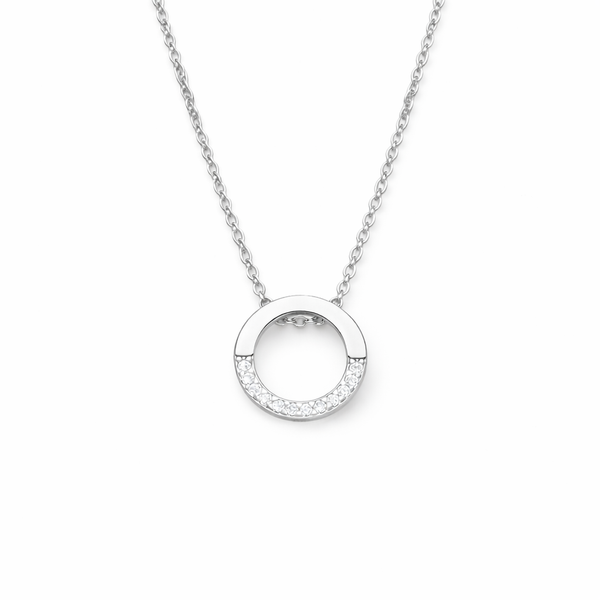  Pavé Open Circle Pendant Necklace in Alloy - friendship necklace gift from Bestie Keepsake