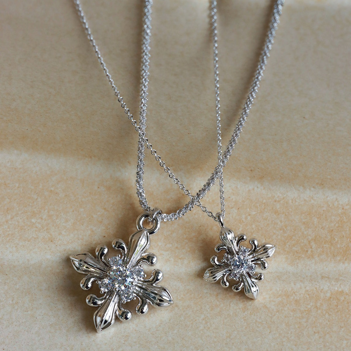  Ornate Fleur-de-lis Pendant Necklace with Cubic Zirconia - friendship necklace gift from Bestie Keepsake