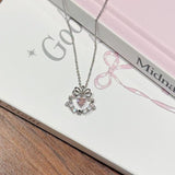  Sparkling Ribbon Heart Wreath Necklace - friendship necklace gift from Bestie Keepsake
