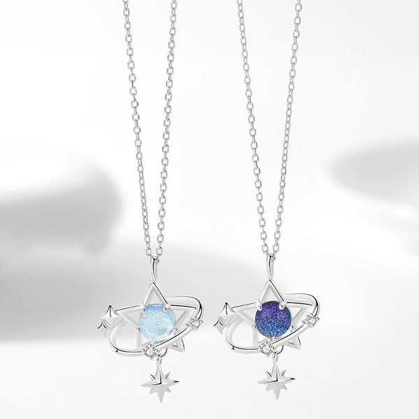  Celestial Star Orbit Pendant Necklace S925 Sterling Silver - friendship necklace gift from Bestie Keepsake
