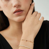  Dainty Birthstone Bezel Bracelet in 18K Gold Plated Sterling Silver - friendship necklace gift from Bestie Keepsake