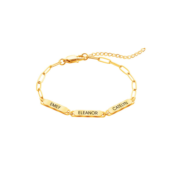  Engraved Name Bar Paperclip Link Bracelet Stainless Steel - friendship necklace gift from Bestie Keepsake