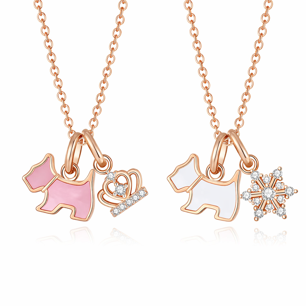 Playful Scottie Dog Charm Necklace in 18K Rose Gold over Sterling Silver - friendship necklace gift from Bestie Keepsake