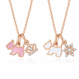 Playful Scottie Dog Charm Necklace in 18K Rose Gold over Sterling Silver - friendship necklace gift from Bestie Keepsake