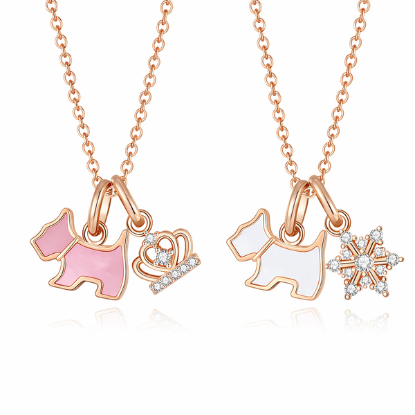  Playful Scottie Dog Charm Necklace in 18K Rose Gold over Sterling Silver - friendship necklace gift from Bestie Keepsake