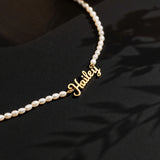  Personalized Script Name Pearl Necklace Stainless Steel - friendship necklace gift from Bestie Keepsake
