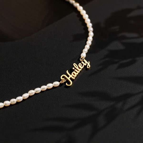  Personalized Script Name Pearl Necklace Stainless Steel - friendship necklace gift from Bestie Keepsake