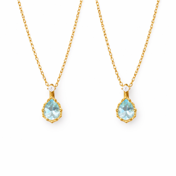  Teardrop Sky Blue Topaz Necklace S925 Sterling Silver - friendship necklace gift from Bestie Keepsake