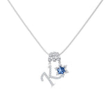  Pavé Initial and Blue Crystal Bloom Necklace - friendship necklace gift from Bestie Keepsake