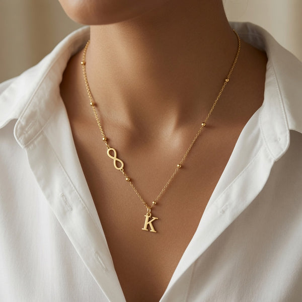 Infinity Initial Pendant Necklace in Stainless Steel - friendship necklace gift from Bestie Keepsake
