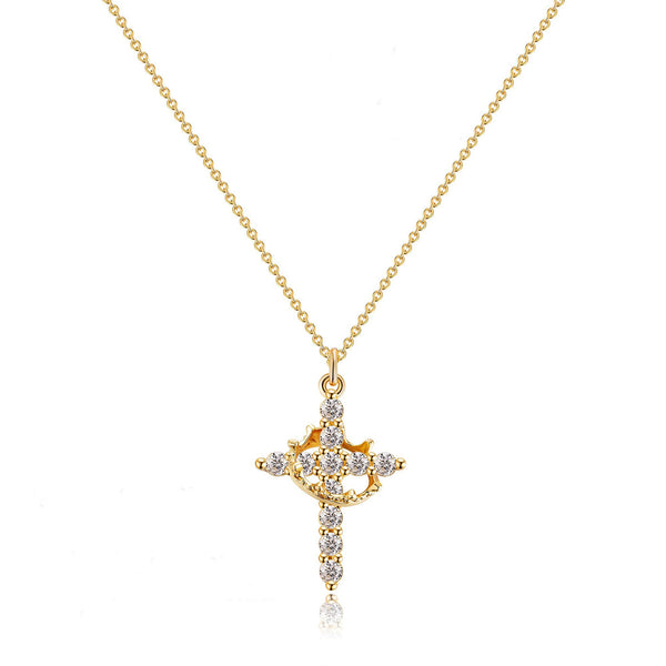  Ornate Crown Cross Spinning Ring Necklace - friendship necklace gift from Bestie Keepsake