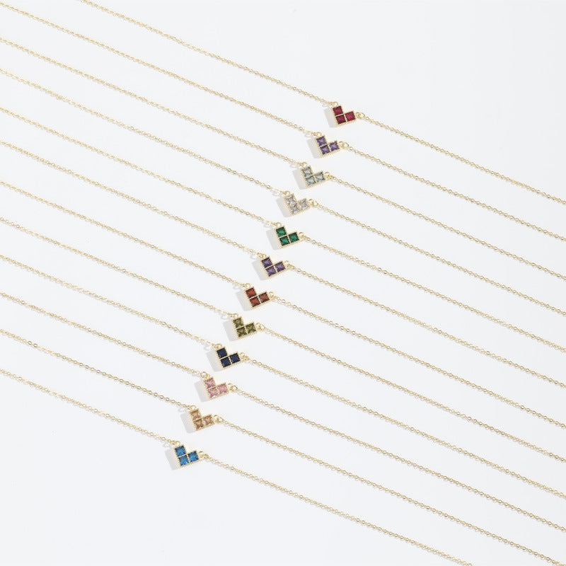  Geometric Heart Birthstone Necklace Stainless Steel - friendship necklace gift from Bestie Keepsake