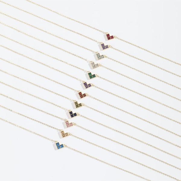  Geometric Heart Birthstone Necklace Stainless Steel - friendship necklace gift from Bestie Keepsake